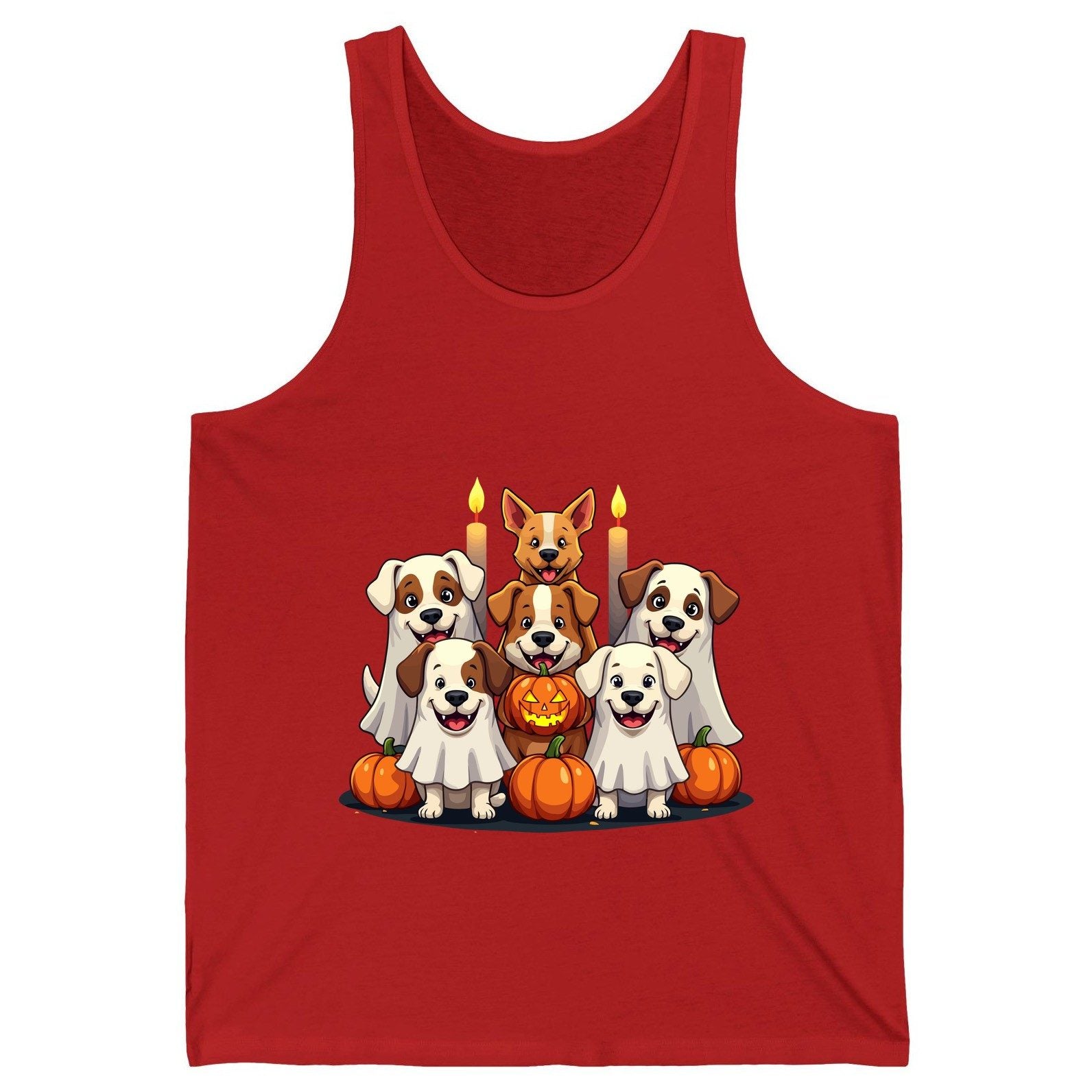 Cute Ghost Dogs Halloween Halloween dogs Tank Top Red product mockup