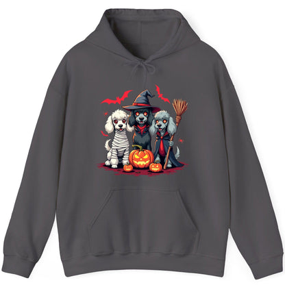 Spooky Poodle Trio Halloween dogs Hoodie Charcoal product mockup