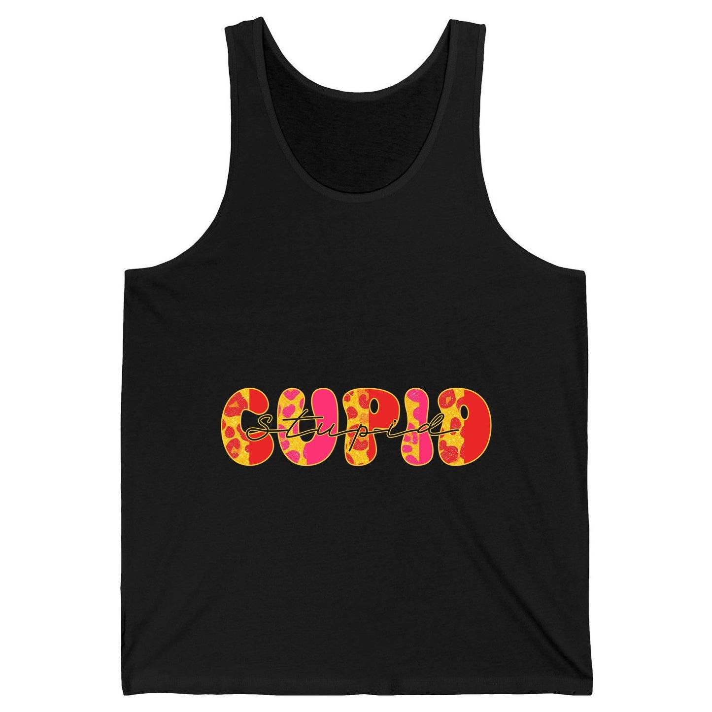 Stupid Cupid anti-Valentine's Day Tank Top Black product mockup