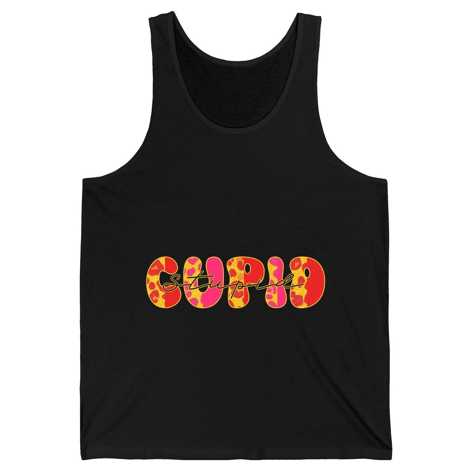Stupid Cupid anti-Valentine's Day Tank Top Black product mockup