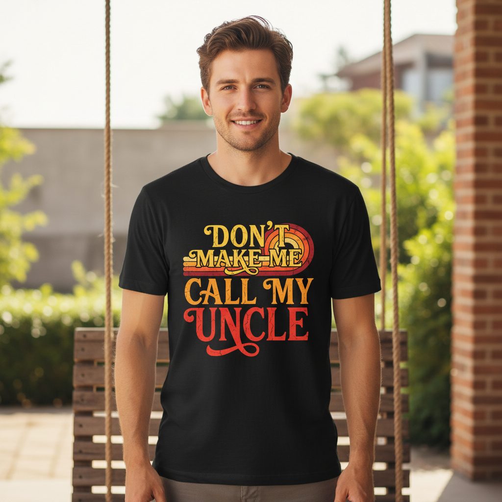 Don't Make Me Call My Uncle family humor T-Shirt Black lifestyle mockup