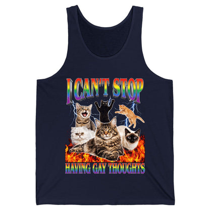 I Can't Stop Having Gay Thoughts cats Tank Top Navy product mockup