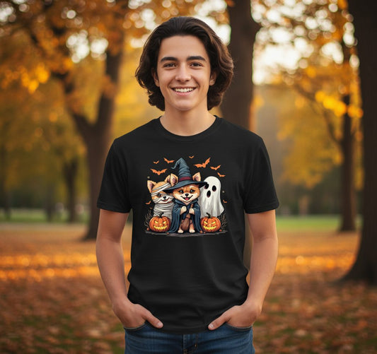Cute Halloween Corgi Dogs Halloween corgis Youth T-Shirt Black lifestyle mockup