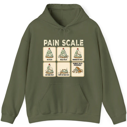 Pain Scale Christmas cookie pain scale Hoodie Military Green product mockup