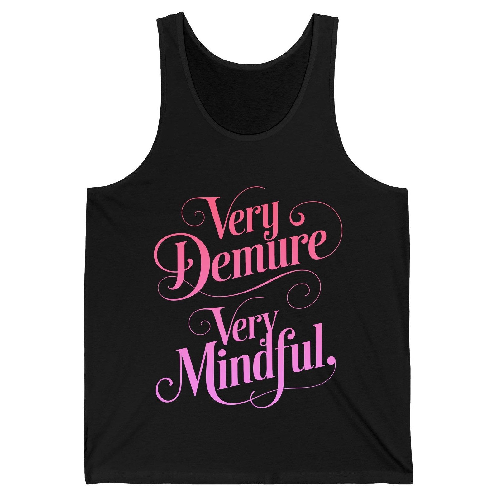 Very Demure Very Mindful mindfulness Tank Top Black product mockup