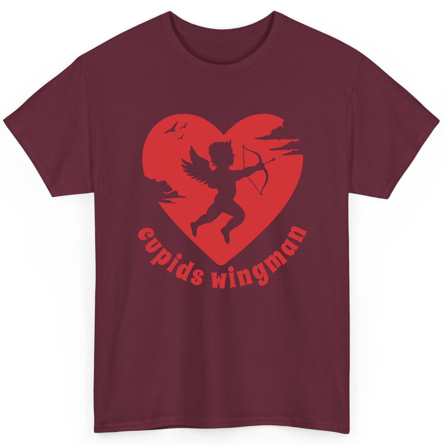Cupids Wingman cupid T-Shirt Maroon product mockup