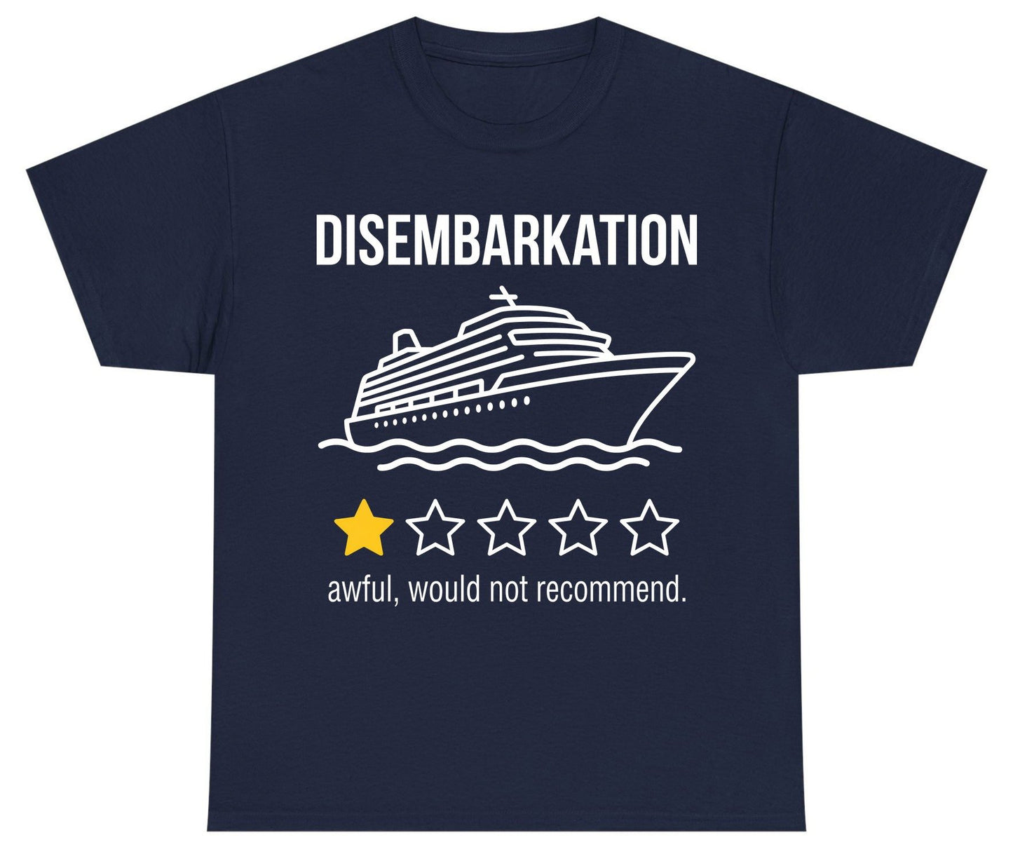Disembarkation Awful, Would Not Recommend cruise ship humor Youth T-Shirt Navy product mockup