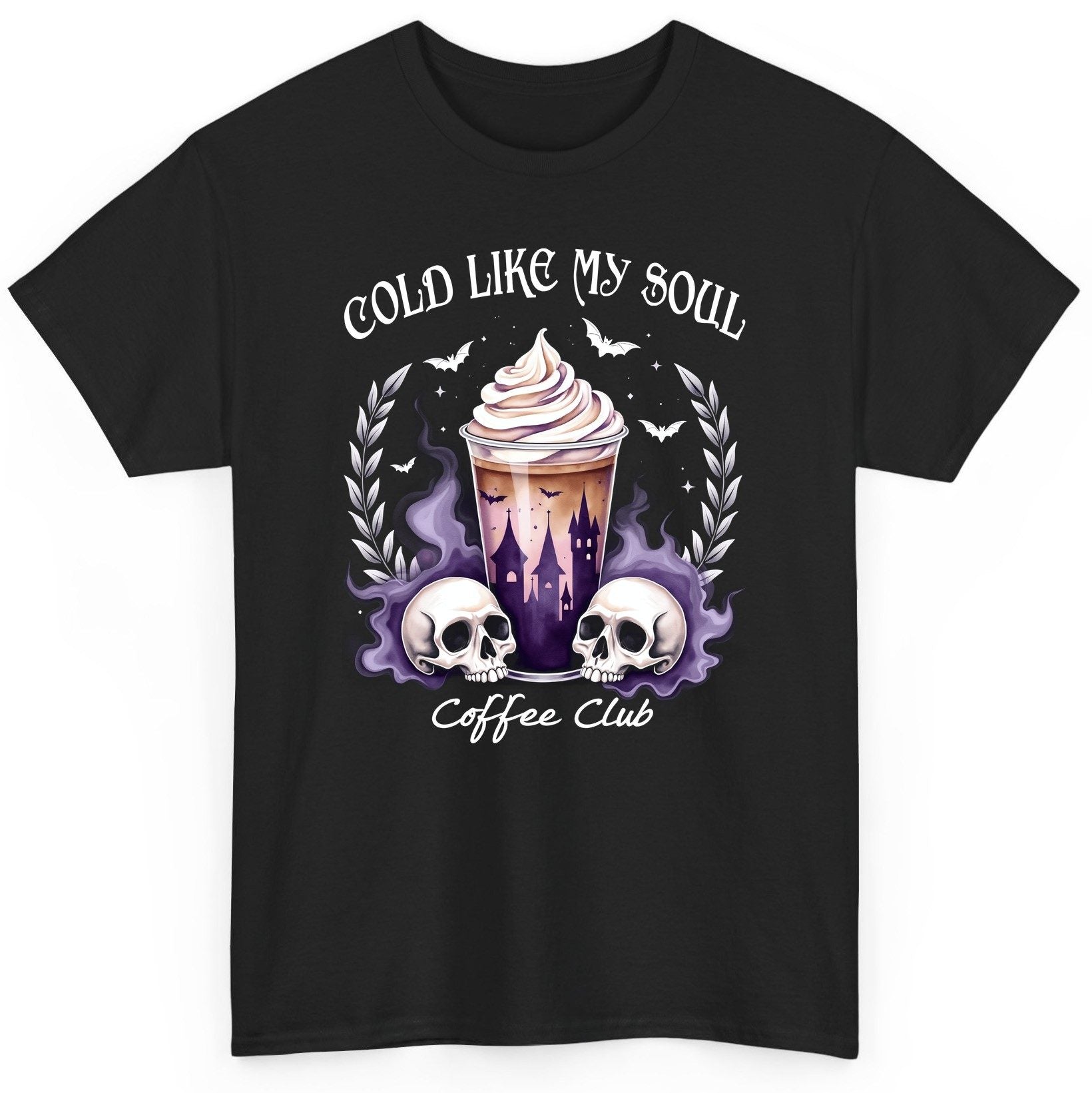 Cold Like My Soul Coffee Club gothic iced coffee T-Shirt Black product mockup