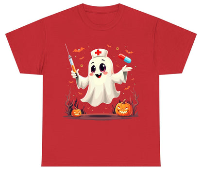 Cute Ghost Nurse Halloween ghost nurse Youth T-Shirt Red product mockup