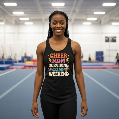 Cheer Mom Surviving Comp Weekend cheer mom Tank Top Black lifestyle mockup