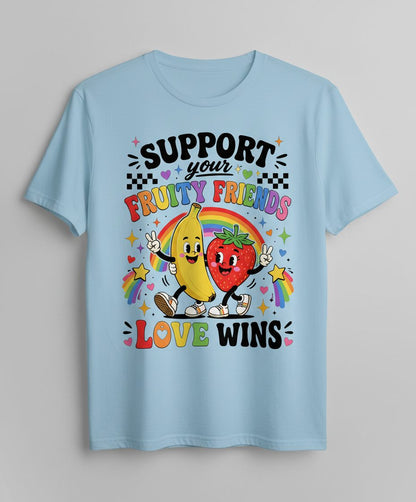 Support Your Fruity Friends Love Wins Retro Lgbtq Pride T-Shirt - product mockup - Light Blue