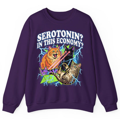 Serotonin in This Economy? cats Sweatshirt Purple product mockup