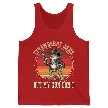 Strawberry Jams but My Gun Don't cowboy frog Tank Top Red product mockup