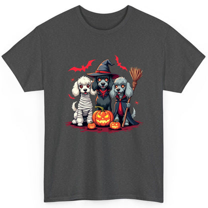 Spooky Poodle Trio Halloween dogs T-Shirt Dark Heather product mockup