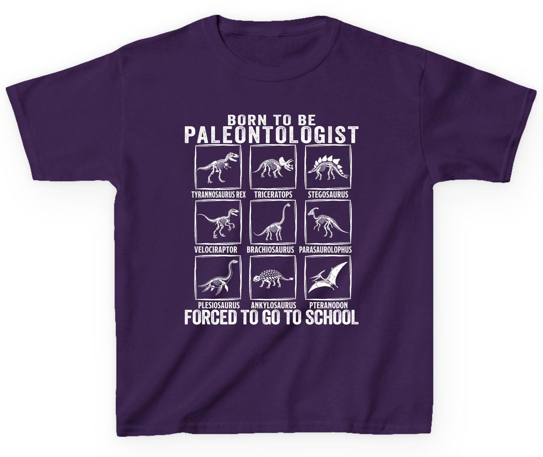 Born to Be Paleontologist Forced to Go to School paleontology Youth T-Shirt Purple product mockup