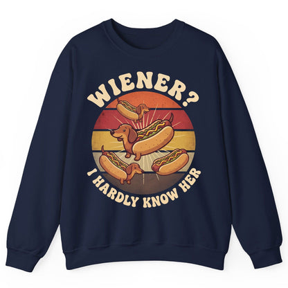 Wiener I Hardly Know Her dachshund Sweatshirt Navy product mockup