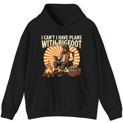 I Can't I Have Plans with Bigfoot bigfoot Hoodie Black product mockup