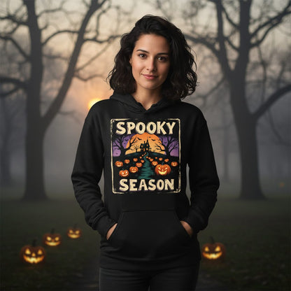 Spooky Season Halloween Hoodie Black lifestyle mockup