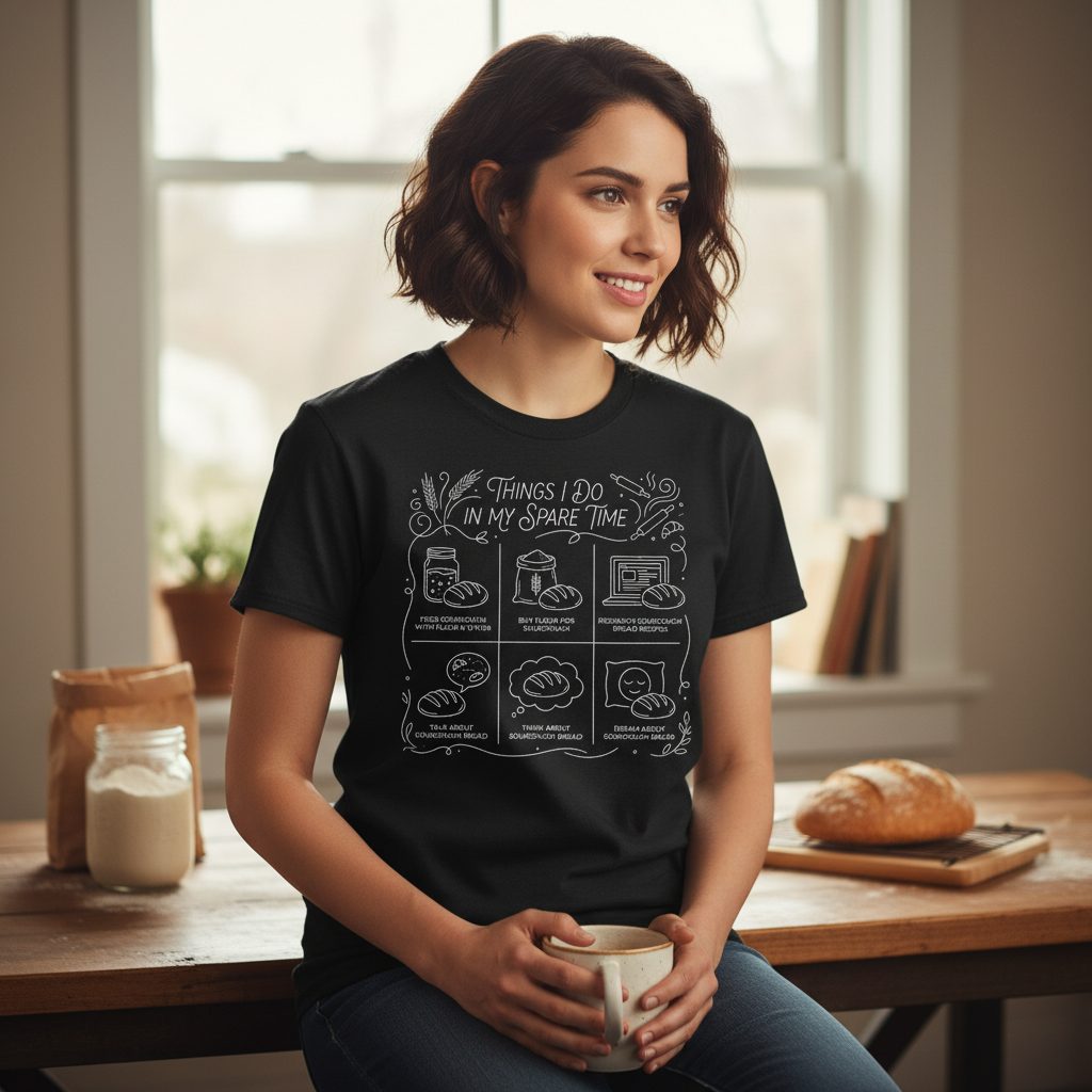 Things I Do in My Spare Time sourdough baking T-Shirt Black lifestyle mockup