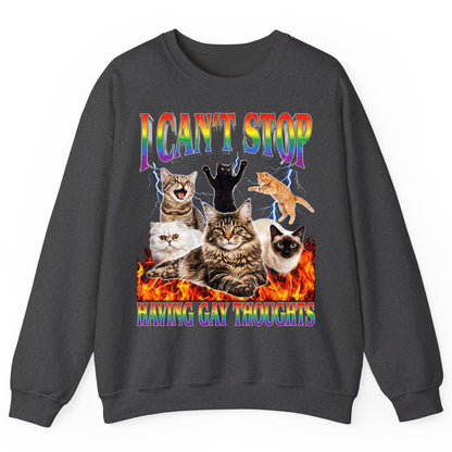 I Can't Stop Having Gay Thoughts cats Sweatshirt Dark Heather product mockup