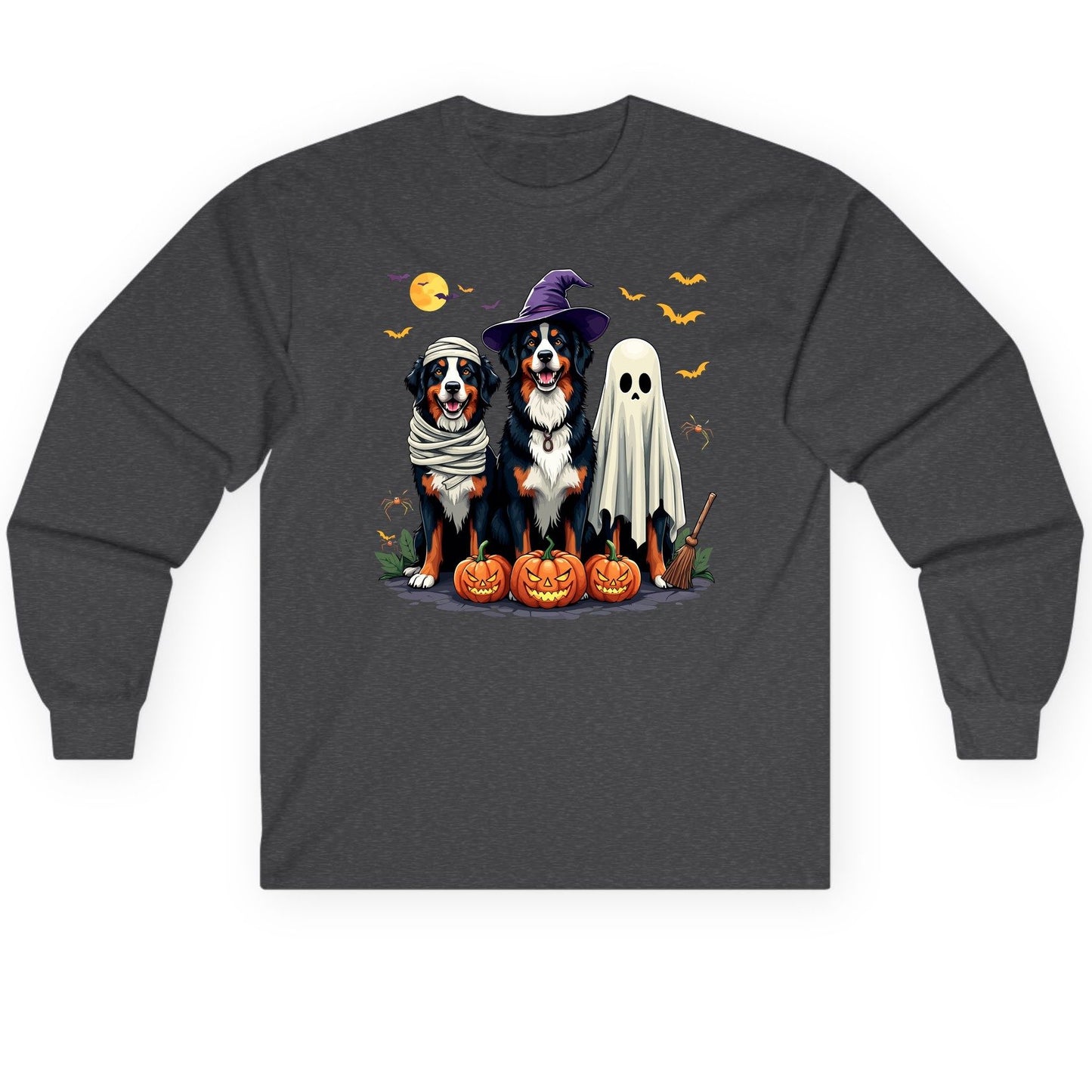 Halloween Bernese Mountain Dogs bernese mountain dog Long Sleeve Tee Dark Heather product mockup