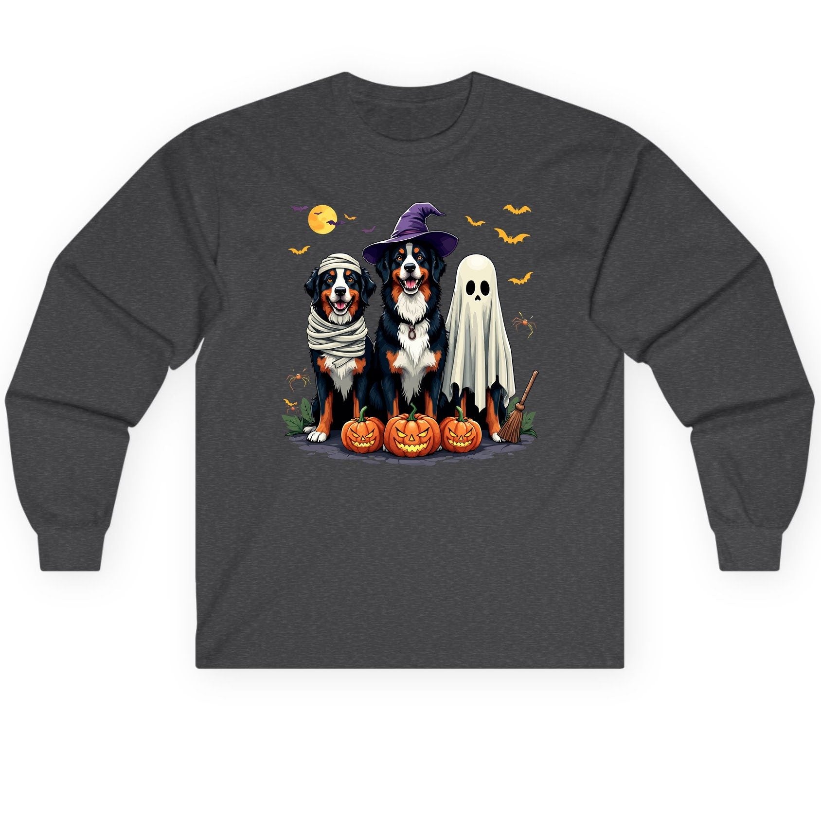 Halloween Bernese Mountain Dogs bernese mountain dog Long Sleeve Tee Dark Heather product mockup