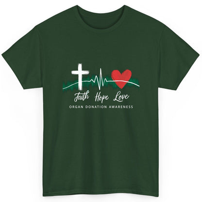 Faith Hope Love Organ Donation Awareness organ donation awareness T-Shirt Forest Green product mockup