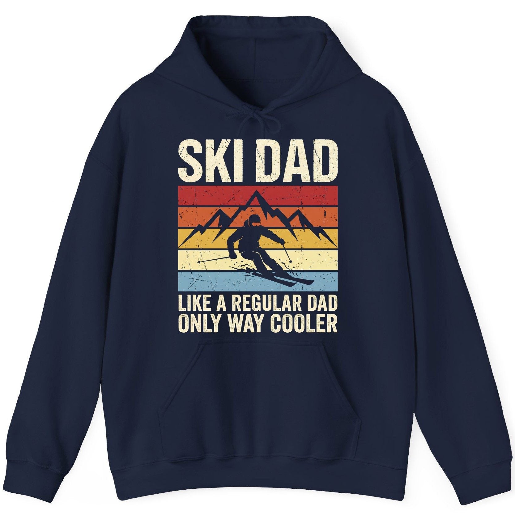 Ski Dad Like a Regular Dad Only Way Cooler skiing Hoodie Navy product mockup
