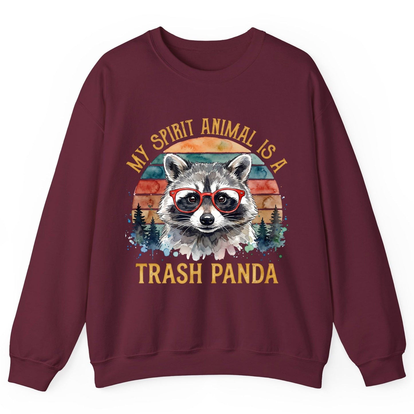 My Spirit Animal Is a Trash Panda raccoon Sweatshirt Maroon product mockup