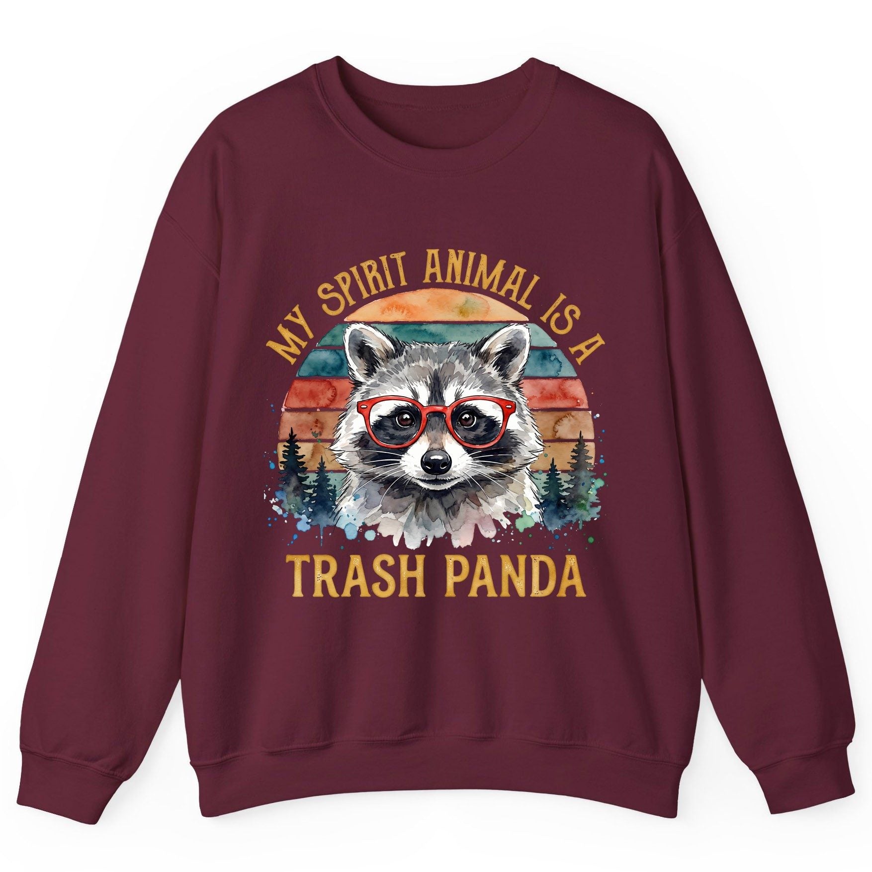 My Spirit Animal Is a Trash Panda raccoon Sweatshirt Maroon product mockup
