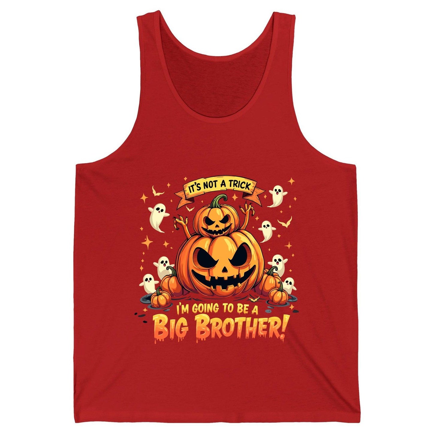 It's Not a Trick I'm Going to Be a Big Brother! Halloween big brother announcement Tank Top Red product mockup