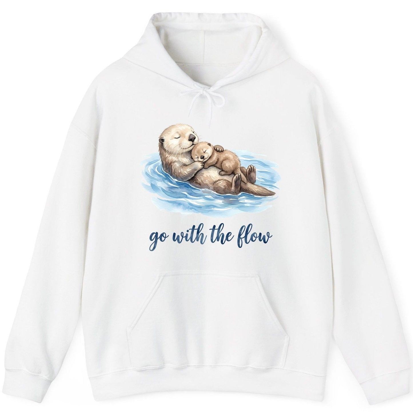 Go with the Flow Sea Otters Hoodie - product mockup - White