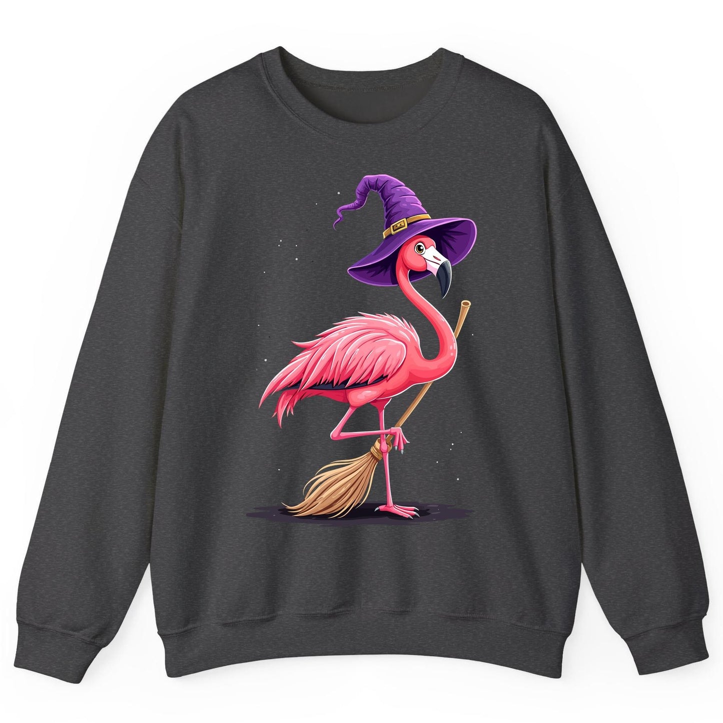 Witch Flamingo flamingo Sweatshirt Dark Heather product mockup
