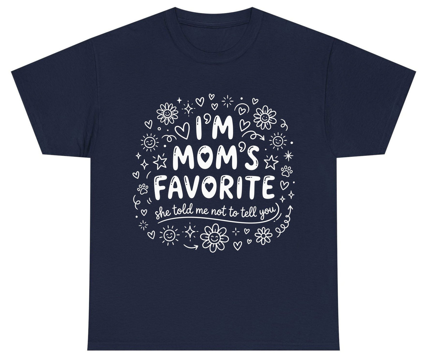 I'm Mom's Favorite (She Told Me Not to Tell You) family humor Youth T-Shirt Navy product mockup