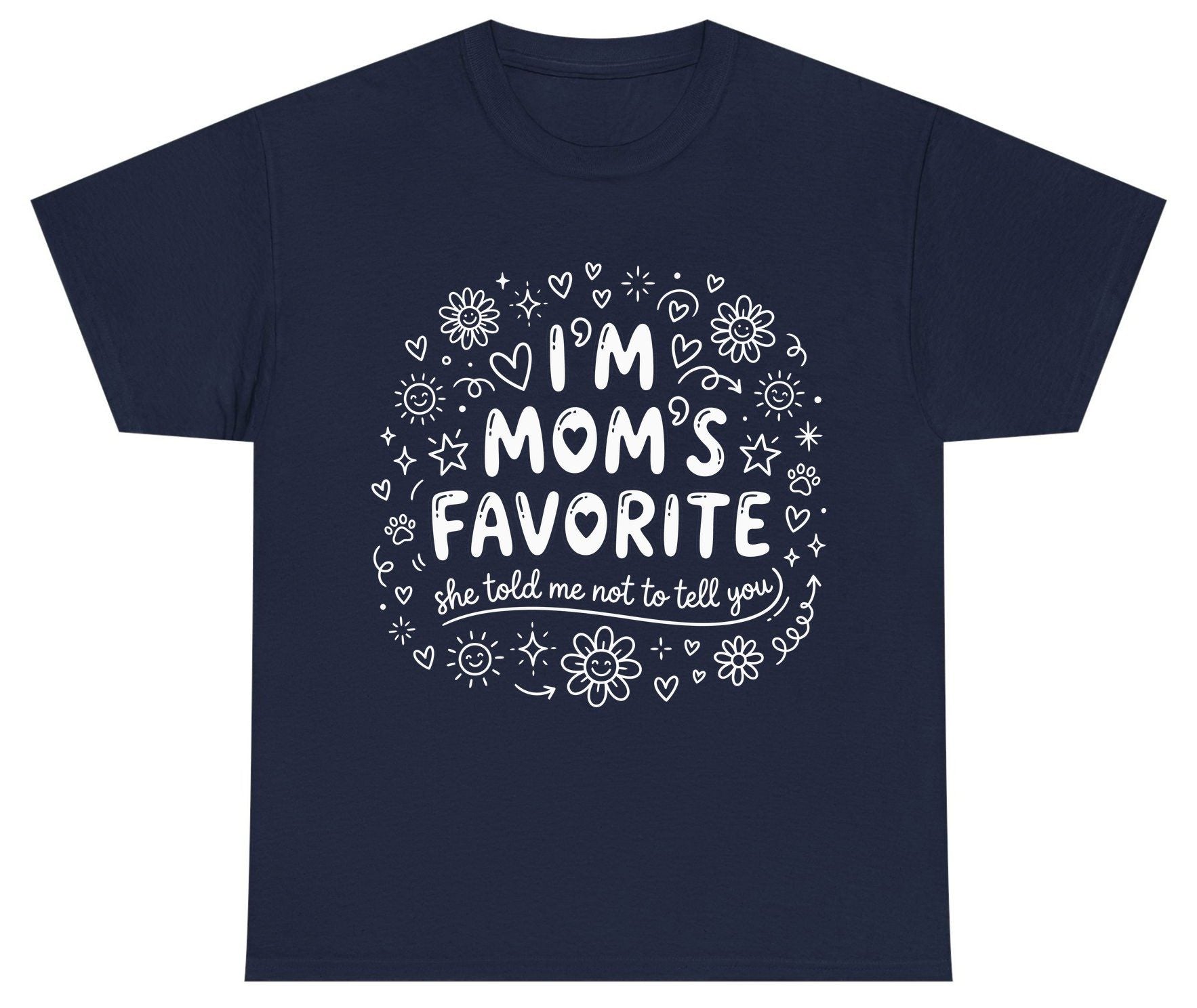 I'm Mom's Favorite (She Told Me Not to Tell You) family humor Youth T-Shirt Navy product mockup