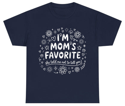 I'm Mom's Favorite (She Told Me Not to Tell You) family humor Youth T-Shirt Navy product mockup
