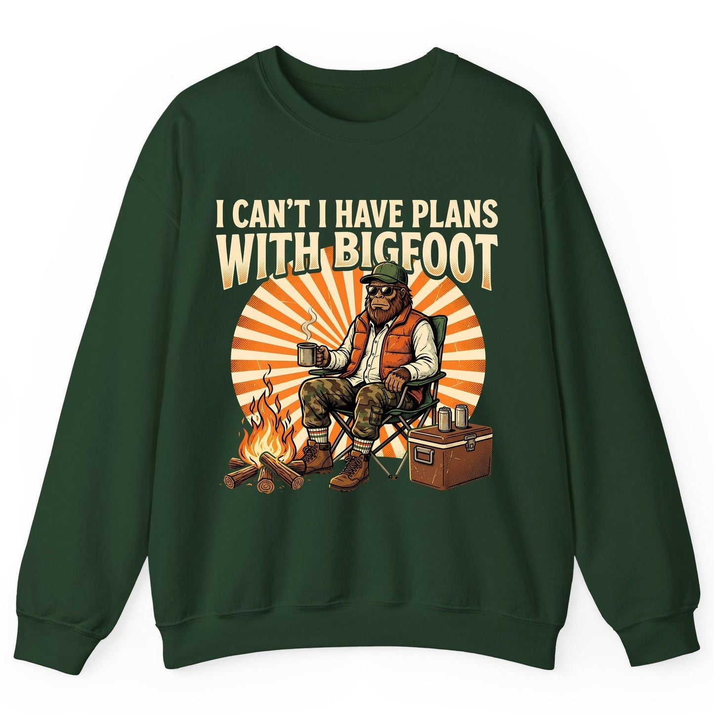 I Can't I Have Plans with Bigfoot bigfoot Sweatshirt Forest Green product mockup