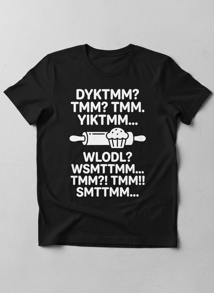 DYKTMM Funny Baking Acronyms Muffin Design T-Shirt - Black