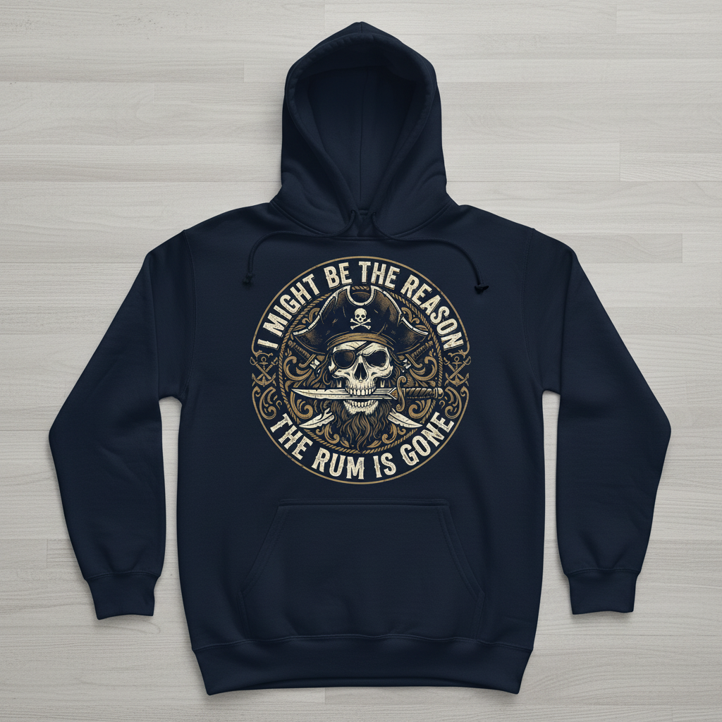 I Might Be The Reason The Rum Is Gone Pirate Skull Hoodie - Navy