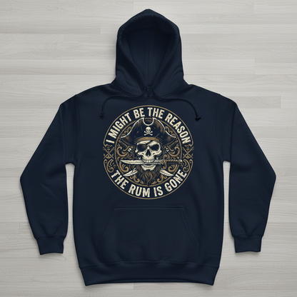 I Might Be The Reason The Rum Is Gone Pirate Skull Hoodie - Navy
