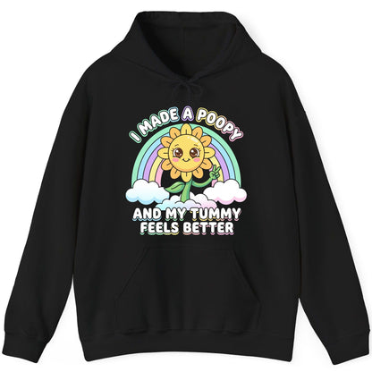 I Made a Poopy and My Tummy Feels Better kawaii sunflower Hoodie Black product mockup