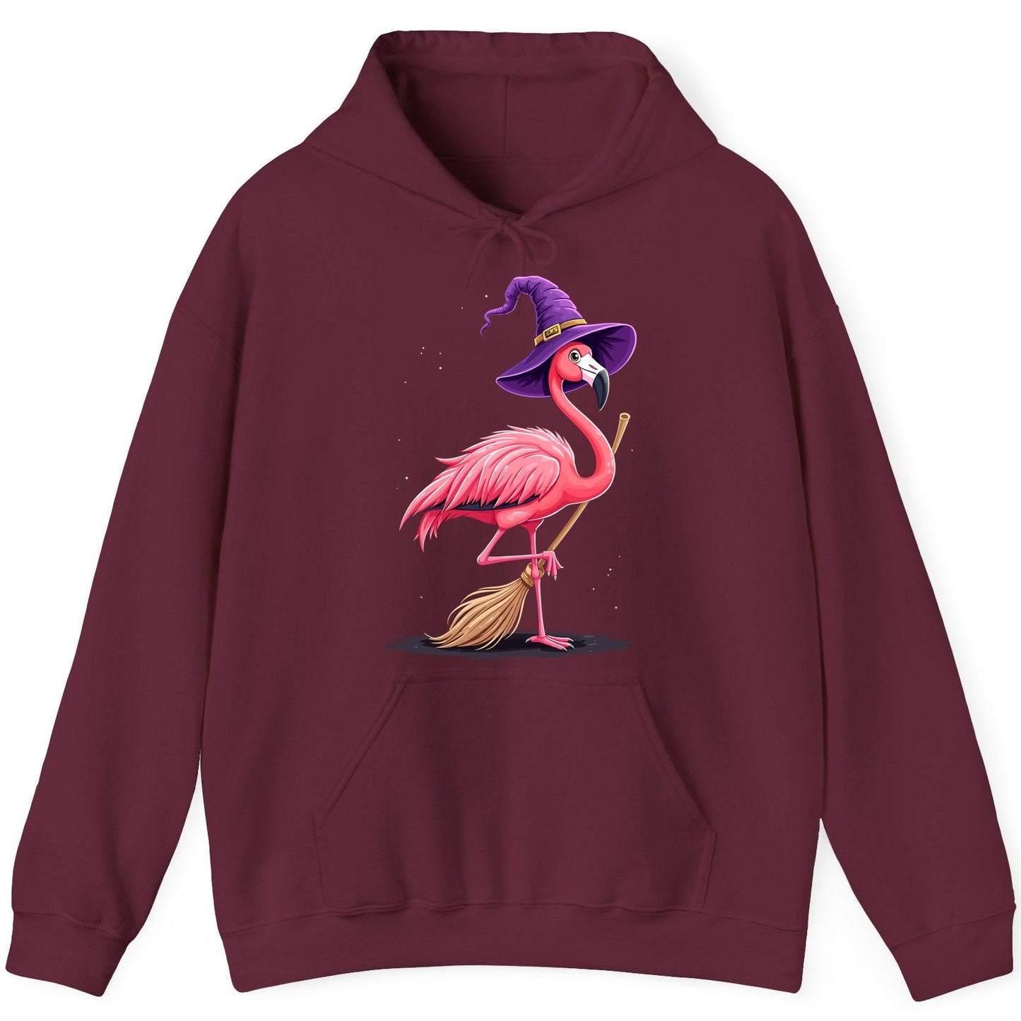 Witch Flamingo flamingo Hoodie Maroon product mockup