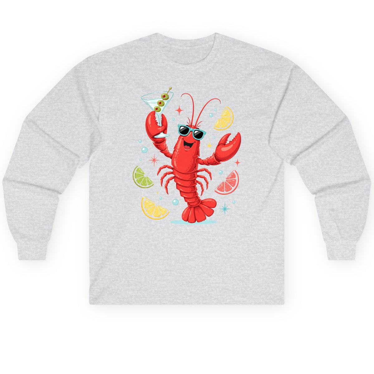 Cartoon Lobster Party lobster Long Sleeve Tee Ash product mockup