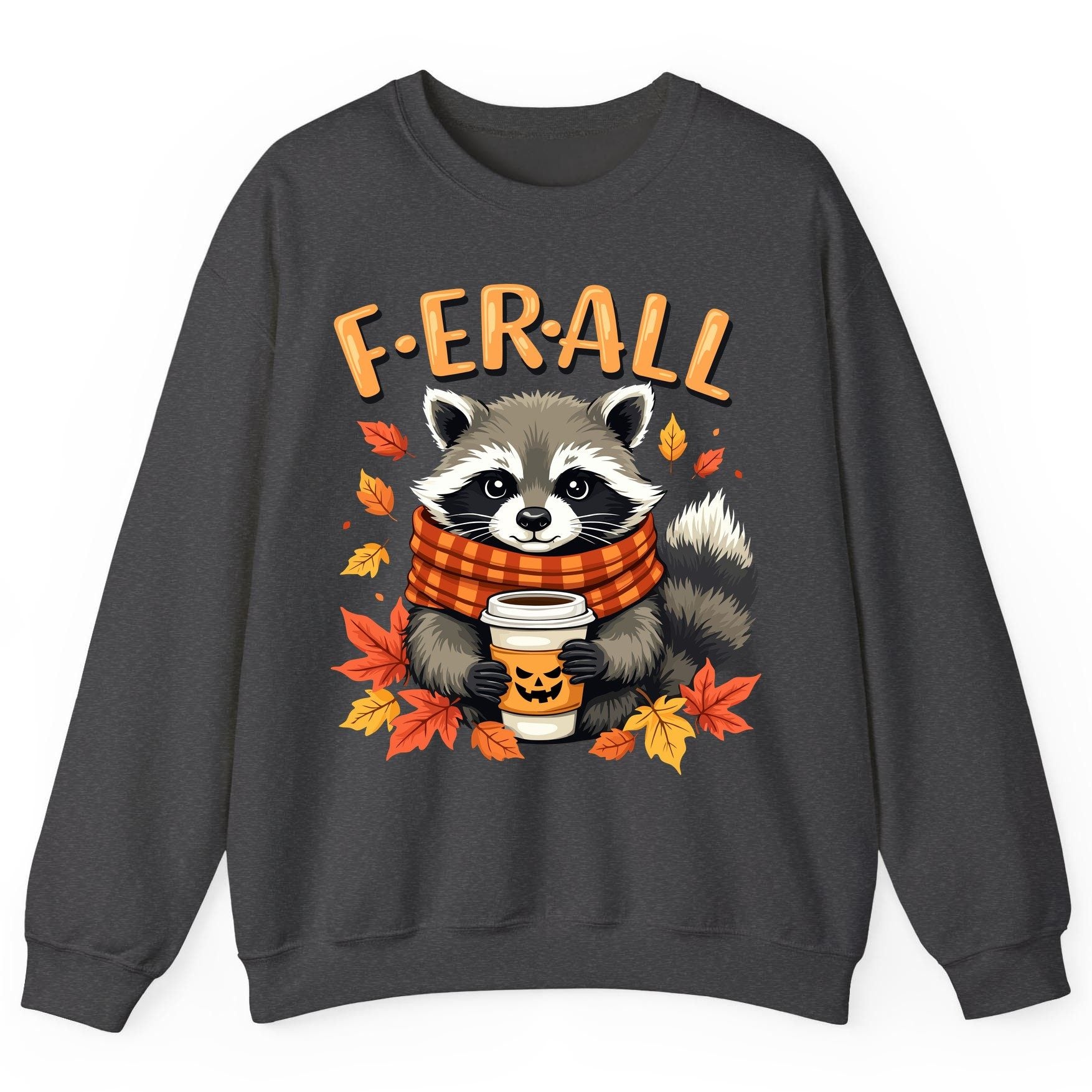 F ER All raccoon Sweatshirt Dark Heather product mockup