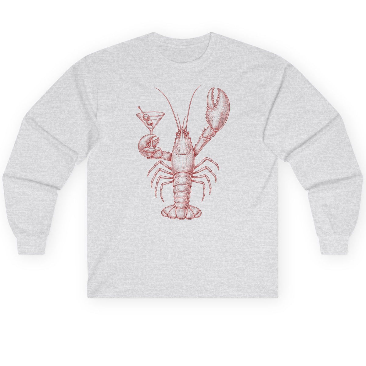 Vintage Lobster Martini lobster Long Sleeve Tee Ash product mockup