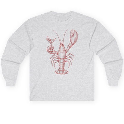Vintage Lobster Martini lobster Long Sleeve Tee Ash product mockup
