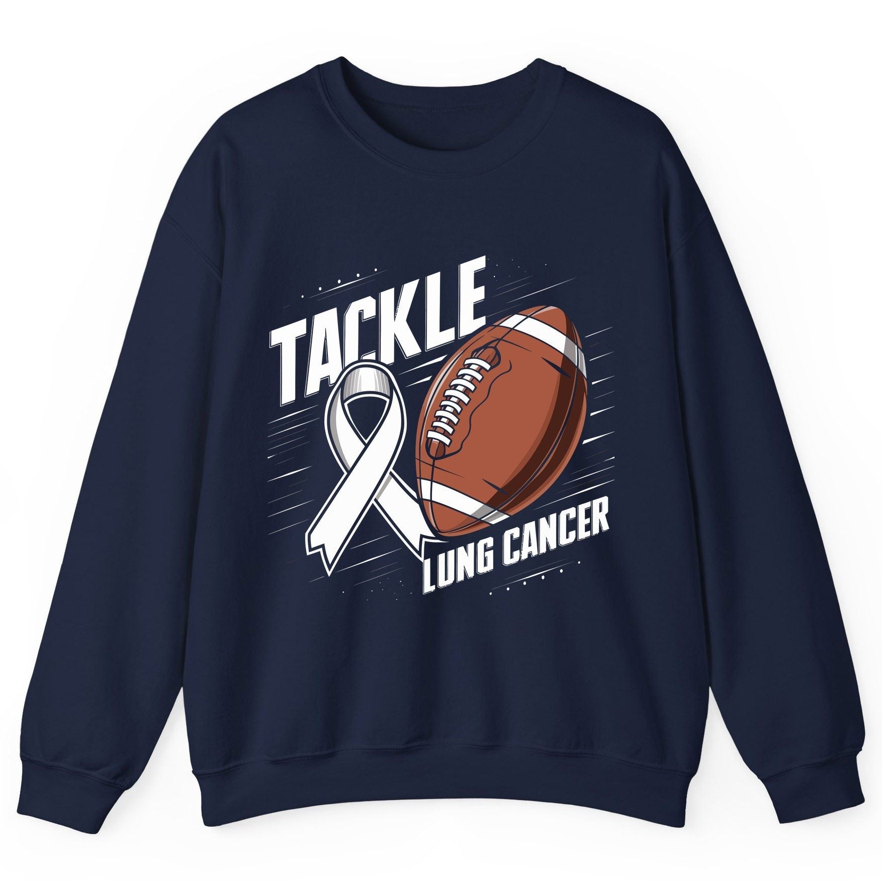 Tackle Lung Cancer lung cancer awareness Sweatshirt Navy product mockup