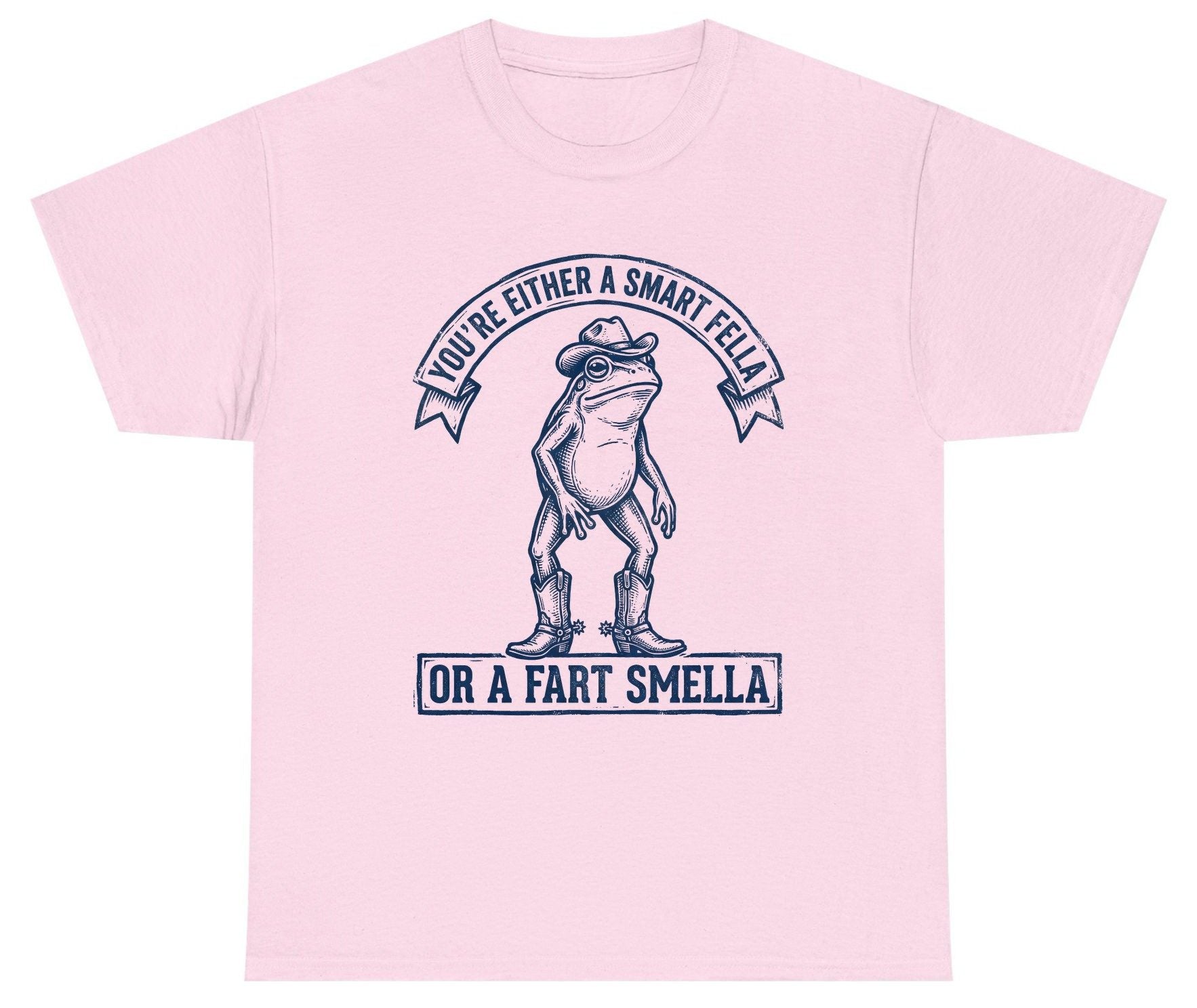 You're Either a Smart Fella or a Fart Smella cowboy frog Youth T-Shirt Light Pink product mockup