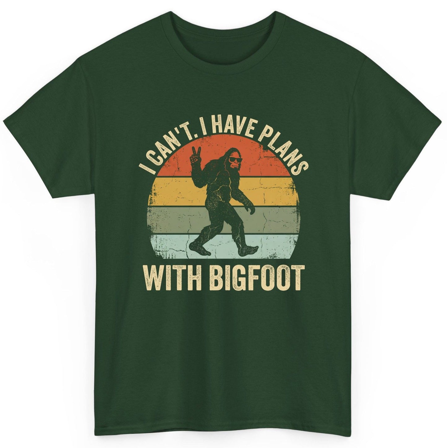 I Can't I Have Plans with Bigfoot bigfoot T-Shirt Forest Green product mockup