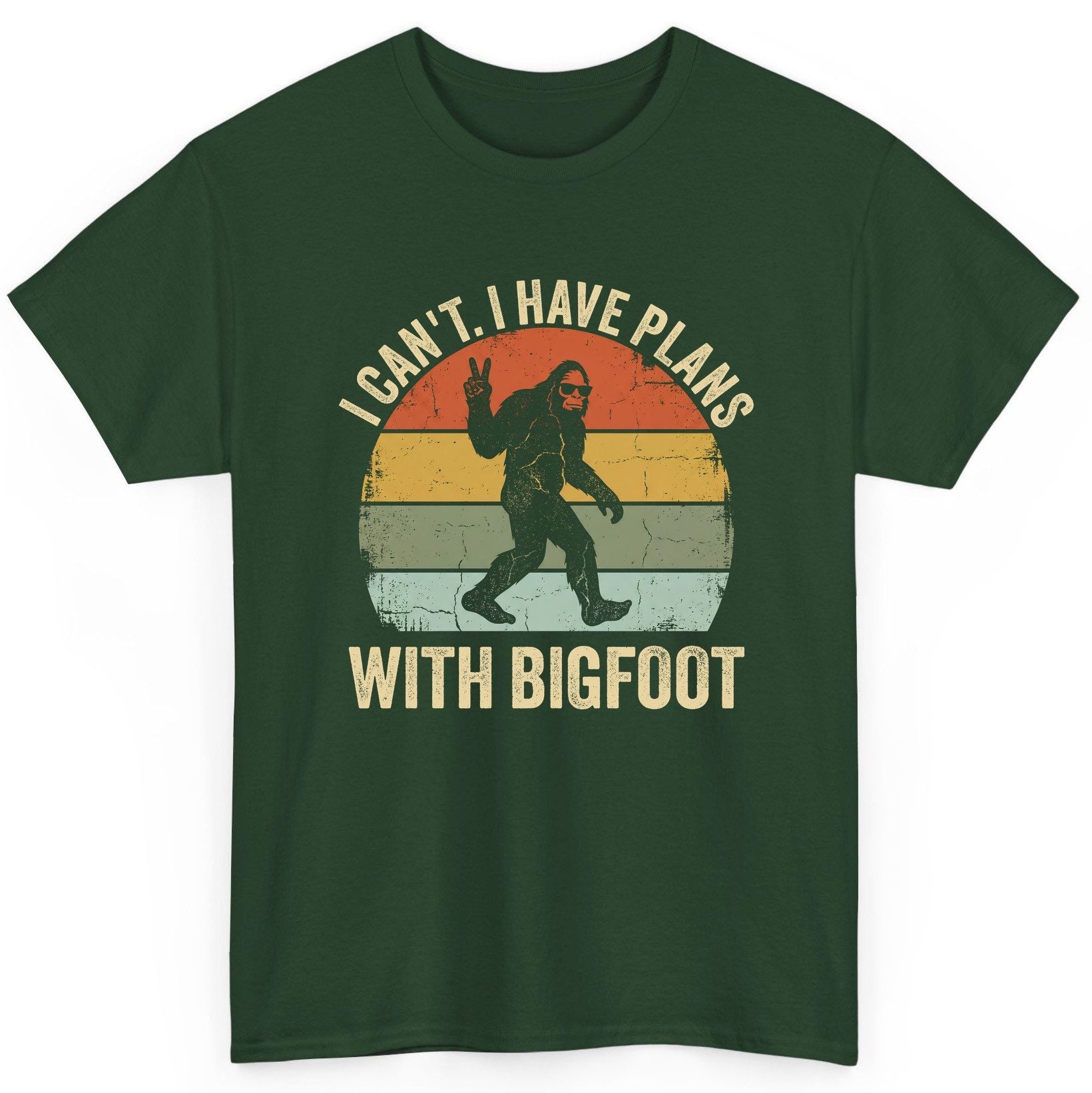 I Can't I Have Plans with Bigfoot bigfoot T-Shirt Forest Green product mockup